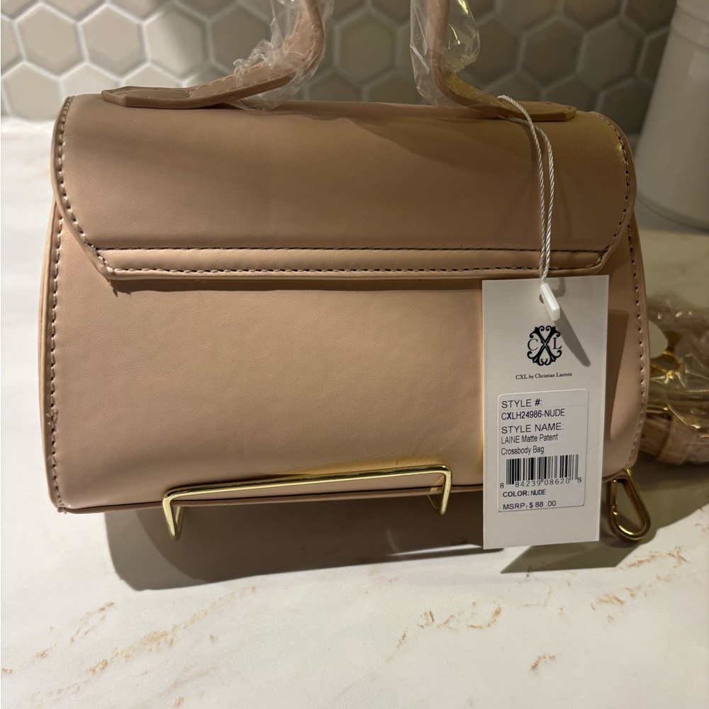 CXL by Christian Lacroix Laine Matte Patent Crossbody Bag Nude NWT - Picture 4 of 6